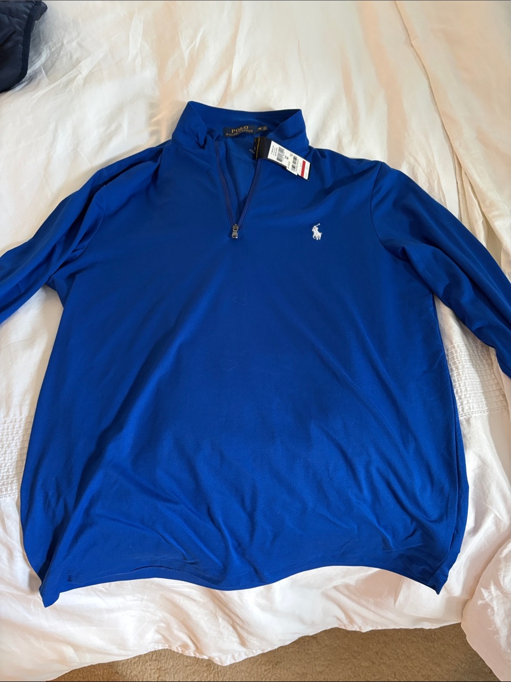 Polo by Ralph Lauren Men’s Bright Blue Quarter-Zip Long Sleeve Shirt